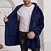 Mens Faux Fur Jacket Winter Warm Plush Fluffy Cardigan Coat Fashion Open Front Hooded Thick Outerwear with Pockets