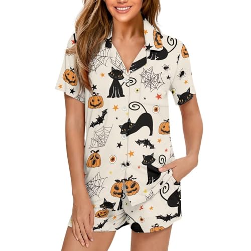Image of Women's Short Sleeve Sleepwear Pajamas Nightwear with Pockets | skin-friendly breathable material resists pilling fading and deformation after repeated washing