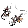 NEWEI Enamel Alloy Dinosaur Fantasy Dragon Earrings Drop Dangle Animals Jewelry for Women Dragons Gifts (Clay) #2