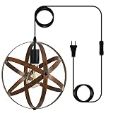 SEEBLEN Industrial Hanging Light, Plug in Pendant Light with 14.8ft Cord and On/Off Switch, Rustic M