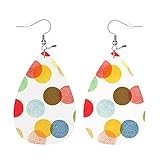 Zokola Polka Dots Pairs PU Leather Earrings, Colorful Round Circles Stains Vintage Grain Earbob Earrings Teardrop Dangle Earrings For Women Friends Bridal Wedding