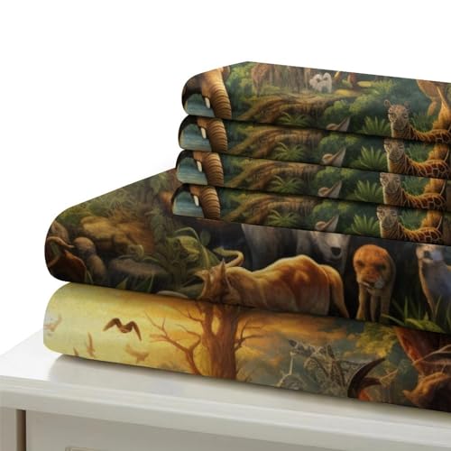 Housse de couette 3D animaux de la jungle douce, parure de lit infroissable ado
