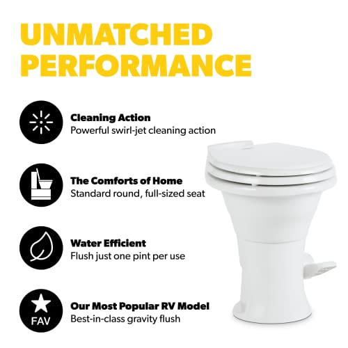 Dometic 310 Standard Toilet - Oblong Shape, Lightweight And Efficient With Pressure-Enhanced Flush, White Perfect For Modern Rvs #TOP2