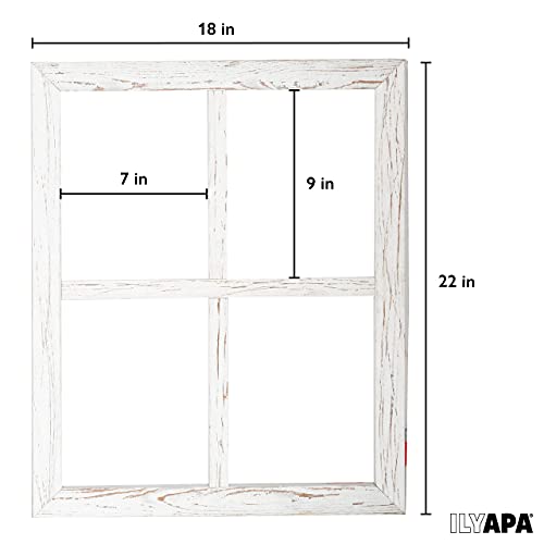 image for Ilyapa Window Frame Wall Decor 2 Pack - Large 18x22 Inch Rustic White 
