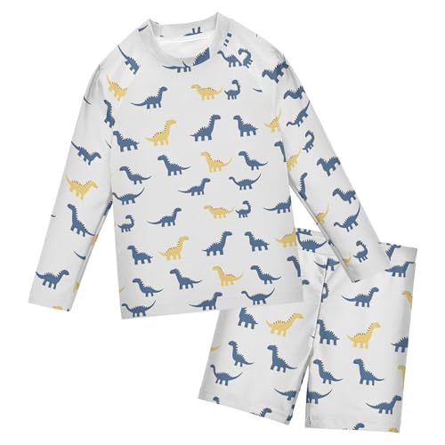 Dinosaur Dino Cute Baby Boys' Toddler Long Sleeved Rashguard Swim Bathing Suit Set B0403531