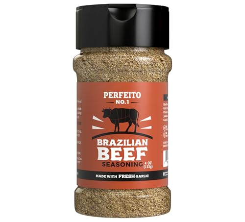 PERFEITO NO.1 Authentic Brazilian Natural Beef Seasoning - Fresh Garlic, Gluten-Free, Sugar Free, No Preservatives, Premium, Rich Flavor (Best for Red Meats) (Standard Jar)