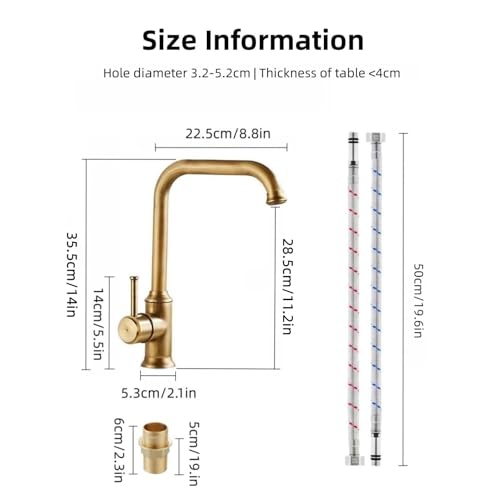 KOPYFANTAP Wasserhahn Küche Messing Antik, 360° Drehbar Retro Küchenarmatur, Einhebel Mischbatterie Spültischarmatur Hochdruck Vintage Amatur Küchenspüle