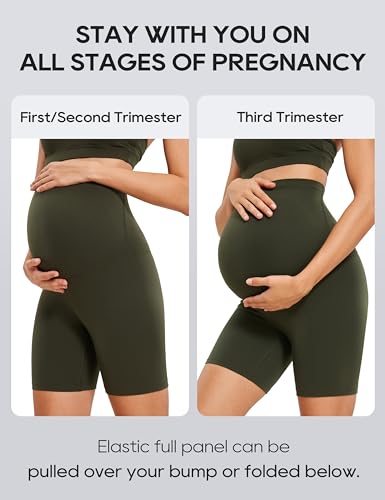 Image of CRZ YOGA Maternity Biker Shorts 6 inch | Butterluxe, Extremely Soft, Gentle Compression, Yoga, Super High Rise, U-shaped Belly, Pregnancy and Postpartum