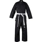 ChoCho Track Karate Suit GI Adult Student Aikido Martial Arts Free Belt Kids 110cm to 200cm (1/140cm, Black)
