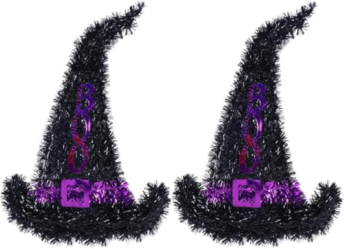 Hanging Witch Hat Decoration Tinsel Plastic Wall Decoration All Ages 2Pack