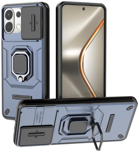 Image of Kapa Armor Slider Back Cover for Oppo K13 5G | Inbuilt Ring + Camera Slider Shockproof Lens Protection Bumper Back Case (Blue)