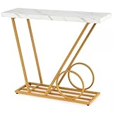 consola metal dorada 【🪞Superficie Espaciosa】Mesa auxiliar con bandeja de 100 x 29,5 cm en acabado de imitación de mármol, elegante y fácil de limpiar, ideal para colocar llaves, bolsos y objetos decorativos con estilo y funcionalidad.