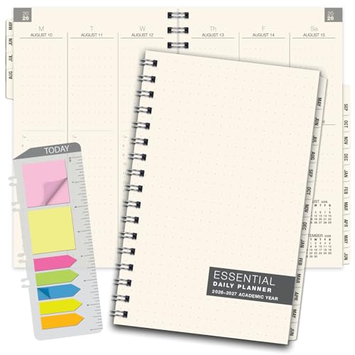 ESSENTIAL 2026-2027 Monthly & Weekly Planner with Tabs, 5"x8": 14 Months (May 2026 - June 2027), Professional, Simple, Easy-to-Use Design and Frosted Poly Cover for Extra Protection (Frosted)