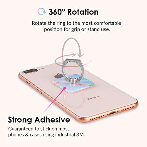 Velvet Caviar Cell Phone Ring Holder - Finger Ring & Stand - Improves Phone Grip Compatible with iPhone, Galaxy and Most Cases (Except Silicone/Leather) - Blue Opal Marble