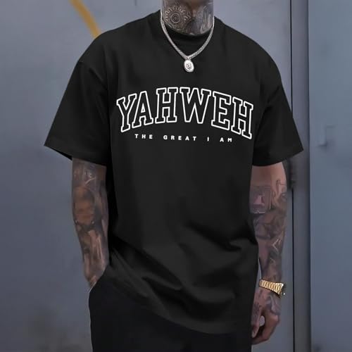 Christian Jesus Shirts for Men Religious God Yahweh Faith Shirt Bible Verse Vintage Oversized Graphic Tees Cotton Top2