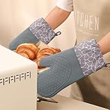 Silicone Oven Gloves, Heat Resistant Silicone Oven Mitts Baking Gloves, Premium Non-Slip Kitchen Cooking Gloves, Air Fryer Oven Gloves, Kitchen Cooking Accessories(Grey) - Image 6