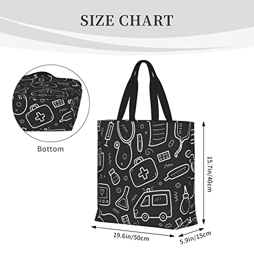 Juoritu Nurse Canvas Tote Bag For Women, Reusable Grocery Bags With Pockets, Travel Tote Bags For Work Travel Shopping #TOP3
