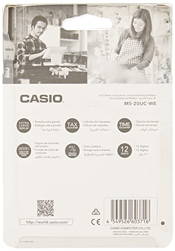 Calculadora compacta Casio de mesa c/ visor amplo 12 dígitos Casio, Branca