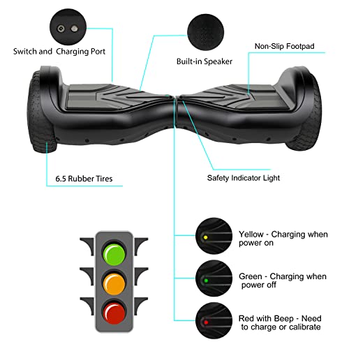 SISIGAD 6.5" Hoverboard, A18 Model, Self Balancing Electric Scooter, Bluetooth Hoverboard for Kids and Adults - Image 2