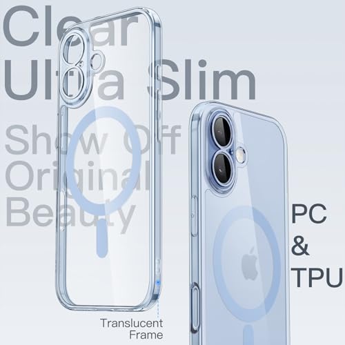 Image of JETech Magnetic Slim Case for iPhone 17 6.3-Inch Compatible with MagSafe, Camera Lens Full Protection, Ultra-Thin Lightweight Clear Minimalist Protective Phone Cover (Mist Blue)