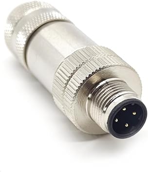 M12 4 Pin Male Connector, D Code Shielding Metal Shell Sensor Field Assembly Circular Connector IP67 Straight Type Adapter 250V 4A AC/DC Connector for PG7/PG9