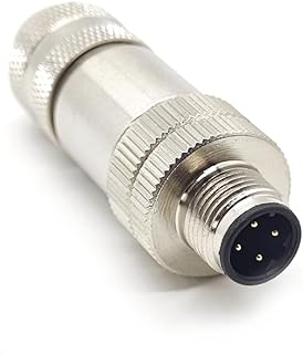 M12 4 Pin Male Connector, D Code Shielding Metal Shell Sensor Field Assembly Circular Connector IP67 Straight Type Adapter 250V 4A AC/DC Connector for PG7/PG9