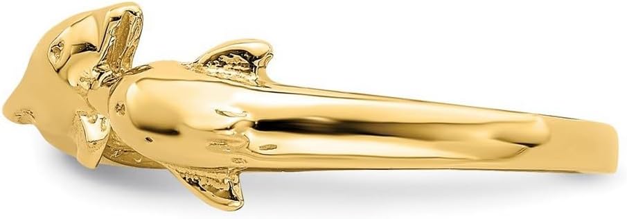 JewelryWeb 14k Yellow Gold Solid Polished Dolphin Kissing Dolphin Ring Size 6.50 Ring for Women - Image 4
