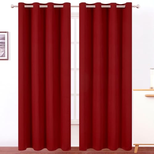 LEMOMO Blackout Curtains 52 x 120 Inch Long Red Curtains Set of 2 Panels Room Darkening Curtains for Bedroom and Living Room by LEMOMO - Used condition - US$20.37