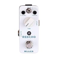 MOOER Micro Pedal Tape Echo: Simulates the sweet and spacy echo sound Analog: Simulates a warm and smooth echo sound created by classic analog delay equipment Real Echo: Simulates a natural echo sound in real environment
