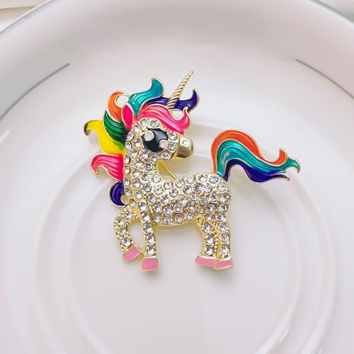 Image of Rhinestone Horse Brooches for Women Cute Cartoon Animal Unicorn Pin Jacket Coat Backpack Accessories Fashion Jewelry Gifts