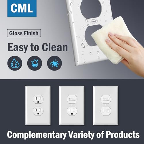 CML Jumbo Duplex Outlet Covers, 20 Pack Oversized Electrical Outlet Wall Plate, 1-Gang Switch Plates, Dual Receptacle Faceplate, Over-Size 3.5” x 5.5”, Impact Resistant, Gloss White, ETL Listed by CML Hardware - Image 4