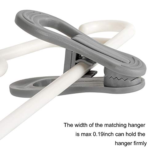 Tinfol 24pc Grey Plastic Hanger Clips, Strong Pinch Grip Finger Clips for Plastic Clothes Hangers, Multi-Purpose Kid Hanger Clip for Skirt Pant Hangers by Tinfol - Image 5