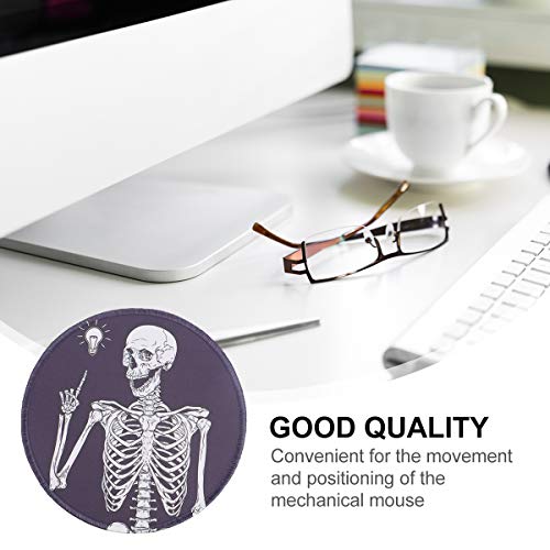 Mobestech Skeleton Mouse Pad Halloween Round Desk Mousepad para Office Home Laptop