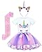 JiaDuo Girls Unicorn Costume Rainbow Tutu with White Shirt, Headband & Satin Sash Light Purple Medium/2-4T