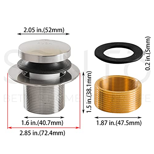 Sento Nickel Tip-Toe Bathtub Drain Trim Set Assembly Stopper Kit, Fit Both 1-1/2 Inch Or 1-5/8 Inch Strainer And Stopper, Heavy Duty Metal With Matching Screws, Easy Installation, Satin Nickel #TOP1