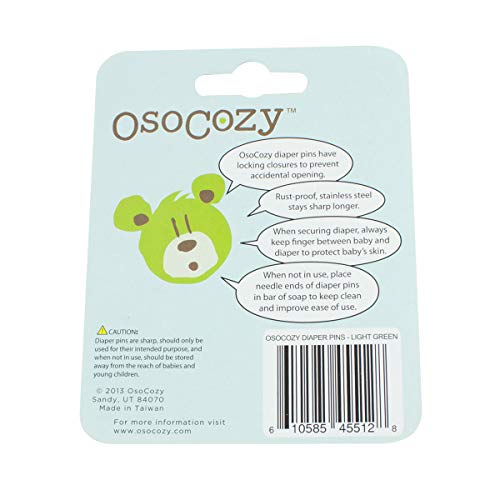 Osocozy Diaper Pins - (Light Green) - Sturdy, Stainless Steel Diaper Pins With Safe Locking Closures - Use For Special Events, Crafts Or Colorful Laundry Pins #TOP1