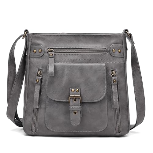 Sac à bandoulière pour femme en cuir PU souple petit sac gris KL928