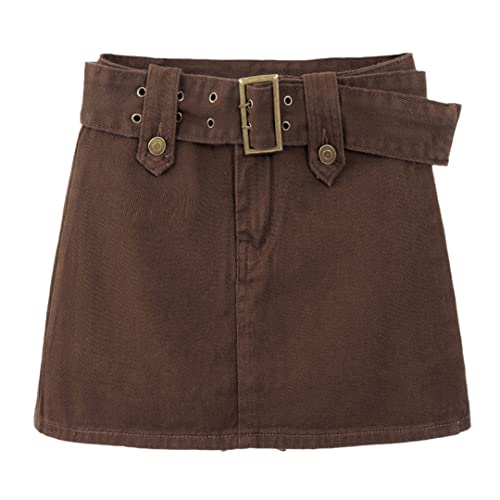 Mini jupe skort en denim marron foncé taille 40 Alloaone