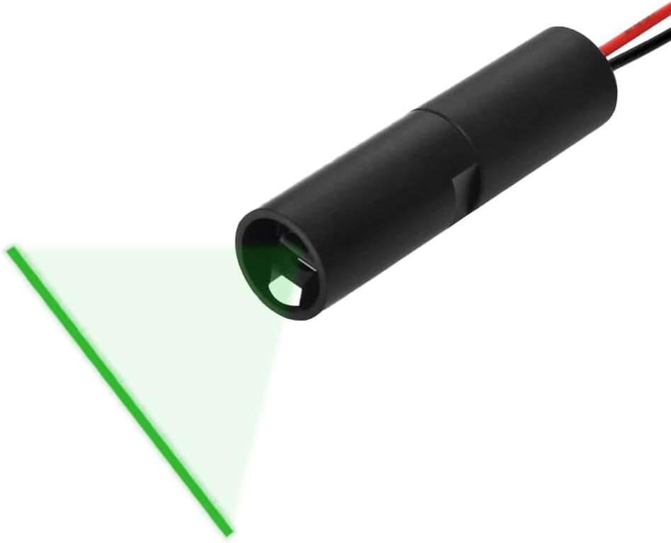Green Line Laser Module 520 nm, Class 1, 3~6 VDC, >90° Fan Angle Focused at 10 m, 1~20 meters working distance, VLM-520-55 LPT, Industrial Alignment for Automation & Machine Vision – Made in Taiwan