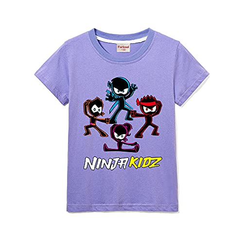 Image of Kids Boys Casual Short Sleeve Girls T-Shirt 100% Cotton Tee for Children (Purple,3-4 Years,3 Years,4 Years)