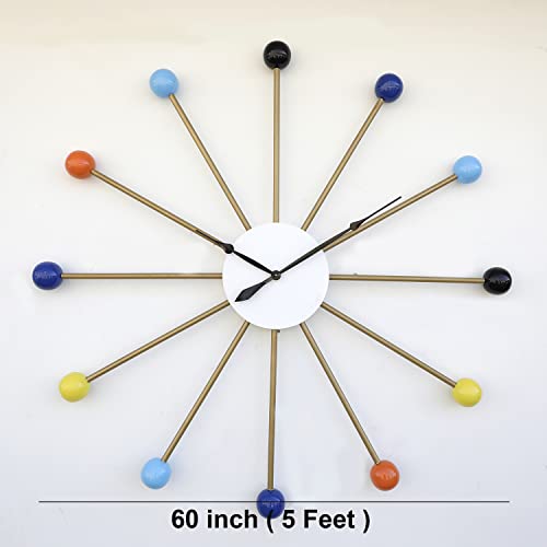 Decorlives 60 Inch Aluminium Metal Wall Clock For Living Room Bedroom Decor -Huge Extra Large Decorative Analog Watches For Home Office Farm House- Hand Crafted Time Piece (Multi Color) #TOP3
