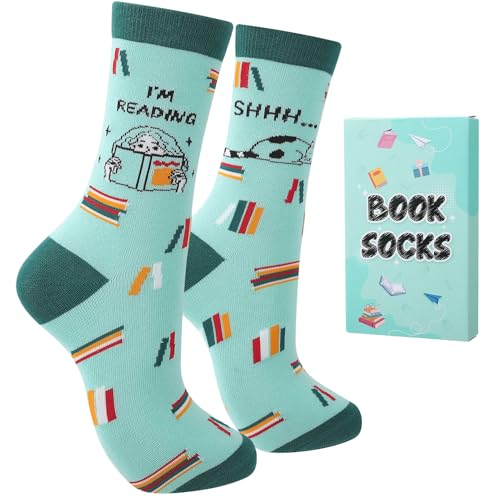 Zuimei Book Lover Gifts for Women Girls SHHH! IM READING Cotton Socks 4-7