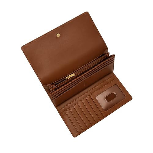 Image of Fossil Women's Logan Leather Wallet RFID Blocking Flap Clutch Organizer