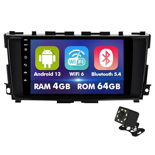 9 Inch IPS Touchscreen Android 13 Car Stereo for Nissan Altima 2014-2018 with Wireless CarPlay & Android Auto 4+64GB Car Radio, Support GPS, WiFi 6, Bluetooth,5.4, FM, Backup Camera, SWC, USB