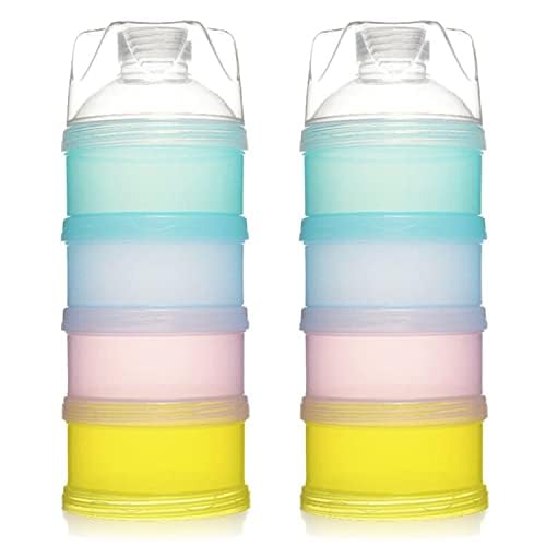 Milchpulver Portionierer,4 Lagiger Milch Pulver Spender,Säuglingsnahrung Kasten,Formel Milchpulver Zufuhr Tragbare,Milchpulverdose Spender Stapelbare,Säuglingsnahrung Kasten für Reise im Freien