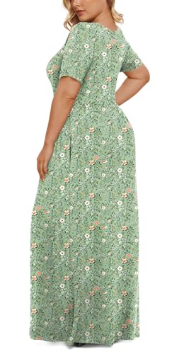 Image of LONGYUAN Women's Plus Size Maxi Dresses Summer Short Sleeve Casual Long Dress 2026 XL-6XL