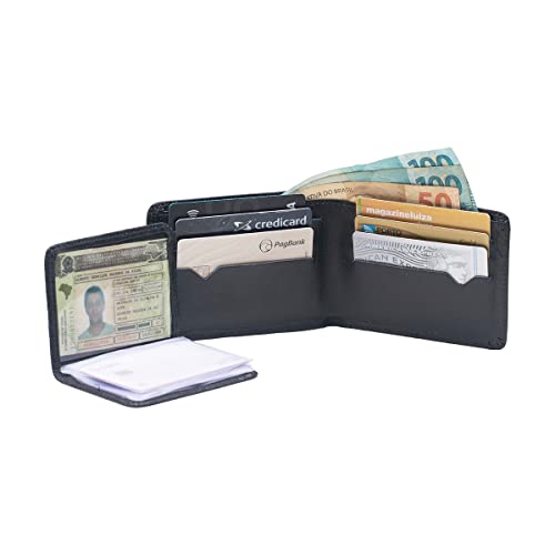 Águia Couro Carteira Masculina de Couro Legítimo com Porta Moeda, Carteira Duas em Uma, Carteira mai