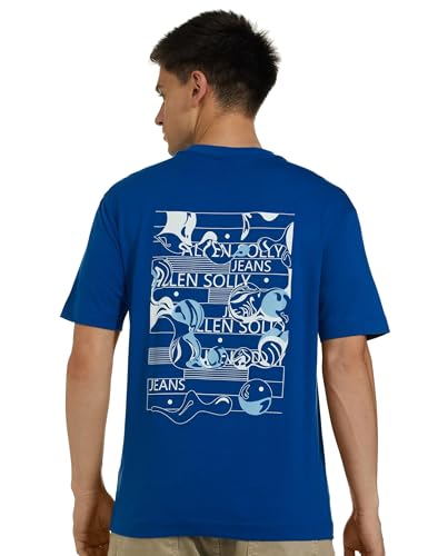 Image of Allen Solly Men's Cotton T-Shirt | Drop Shoulder | Back Print | Regular Fit | Casual Streetwear Style