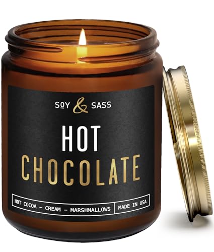 Hot Chocolate Candle - w/Hot Cocoa and Cream Candle I Infused with Scented Essential Oils I 9oz Reusable Jar Long-Lasting 50 Hour Burn I Non-Toxic I Made in The USA