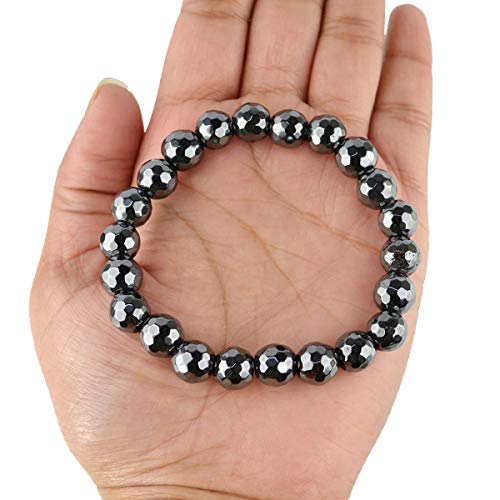 Image of Reiki Crystal Products Certified Natural Crystal Stone Diamond Cut /Faceted 10 mm Beads Bracelet for Men & Women | Reiki Charged Gemstone Jewellery | Multiple Stone Variants Available